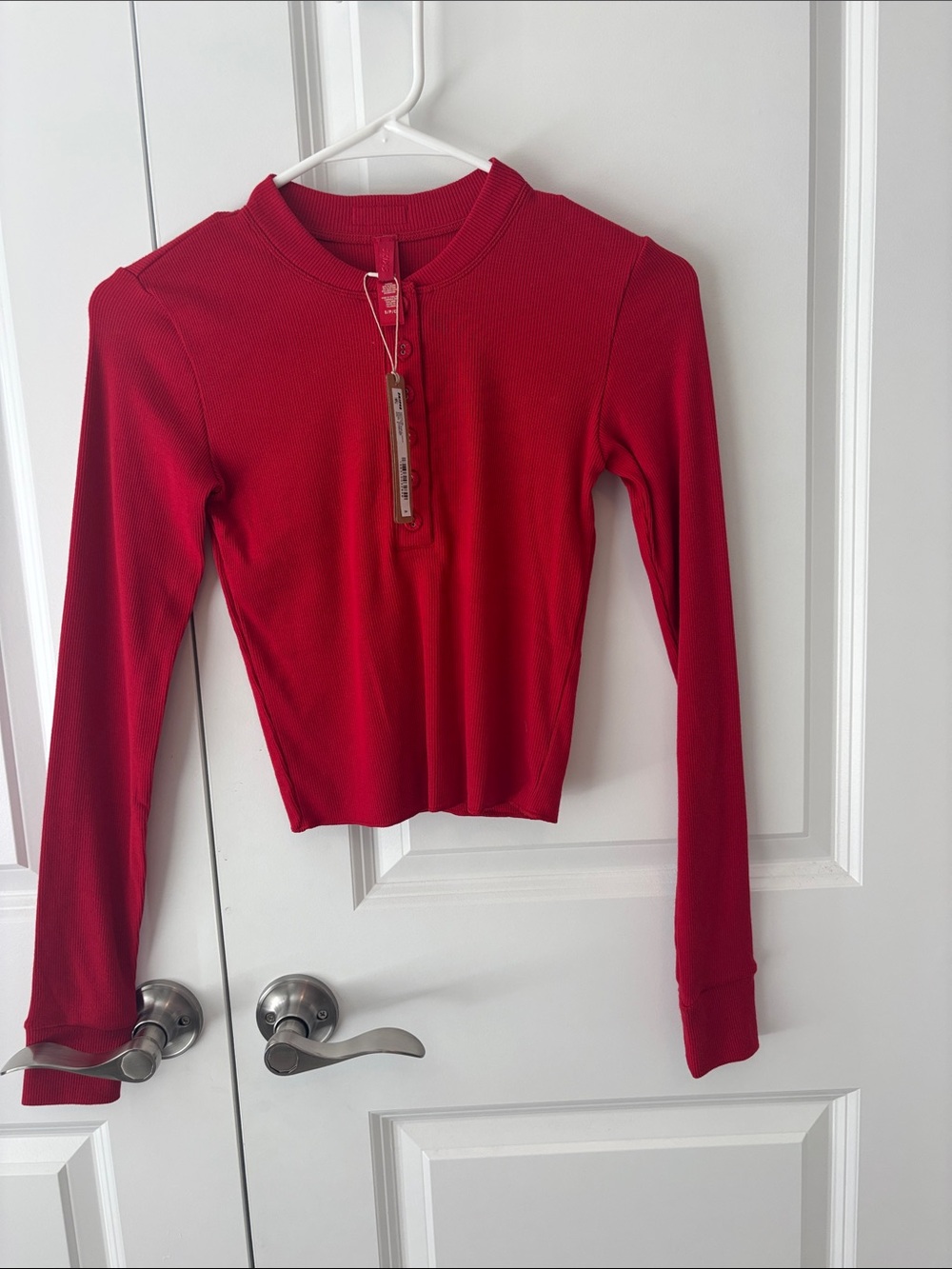 NWT Skims Cotton Rib Long Sleeve Henley Small